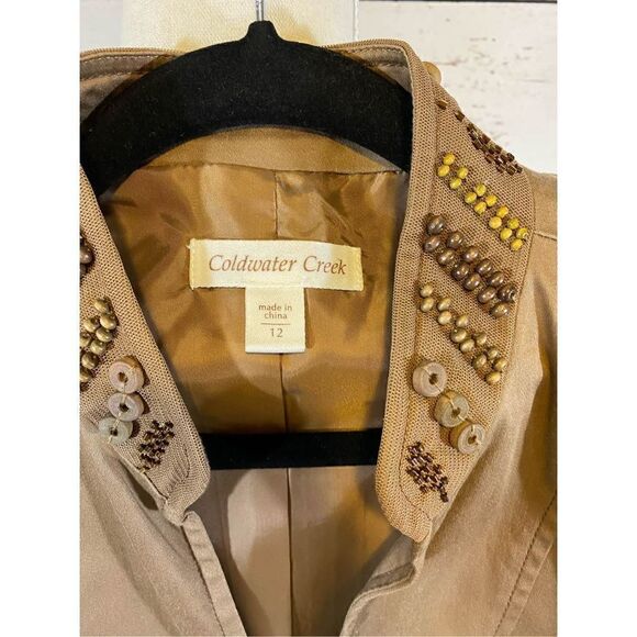 Coldwater Creek Tan 3/4 Sleeve Jacket Size 12 - Picture 3 of 4